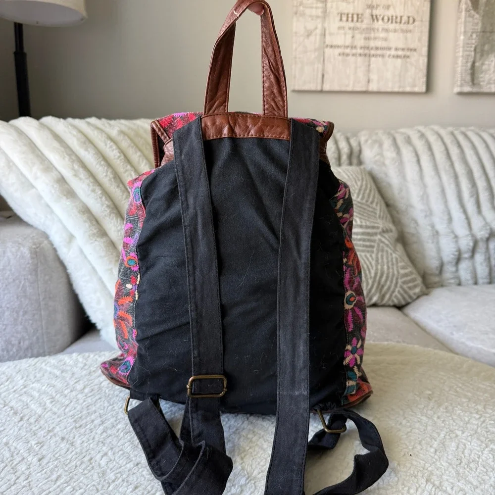Mossimo Supply Co Woven Tapestry Floral Geometric Backpack Multi-Color Boho Bag